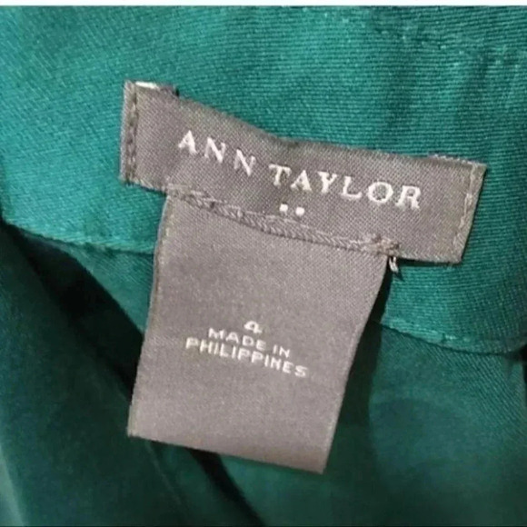 Ann Taylor Loft Outlet Green Button Down Top Sz 4 - Picture 5 of 5